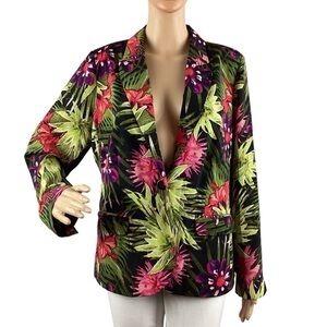 Chico's Multi-colored Floral Blazer Size M One Button